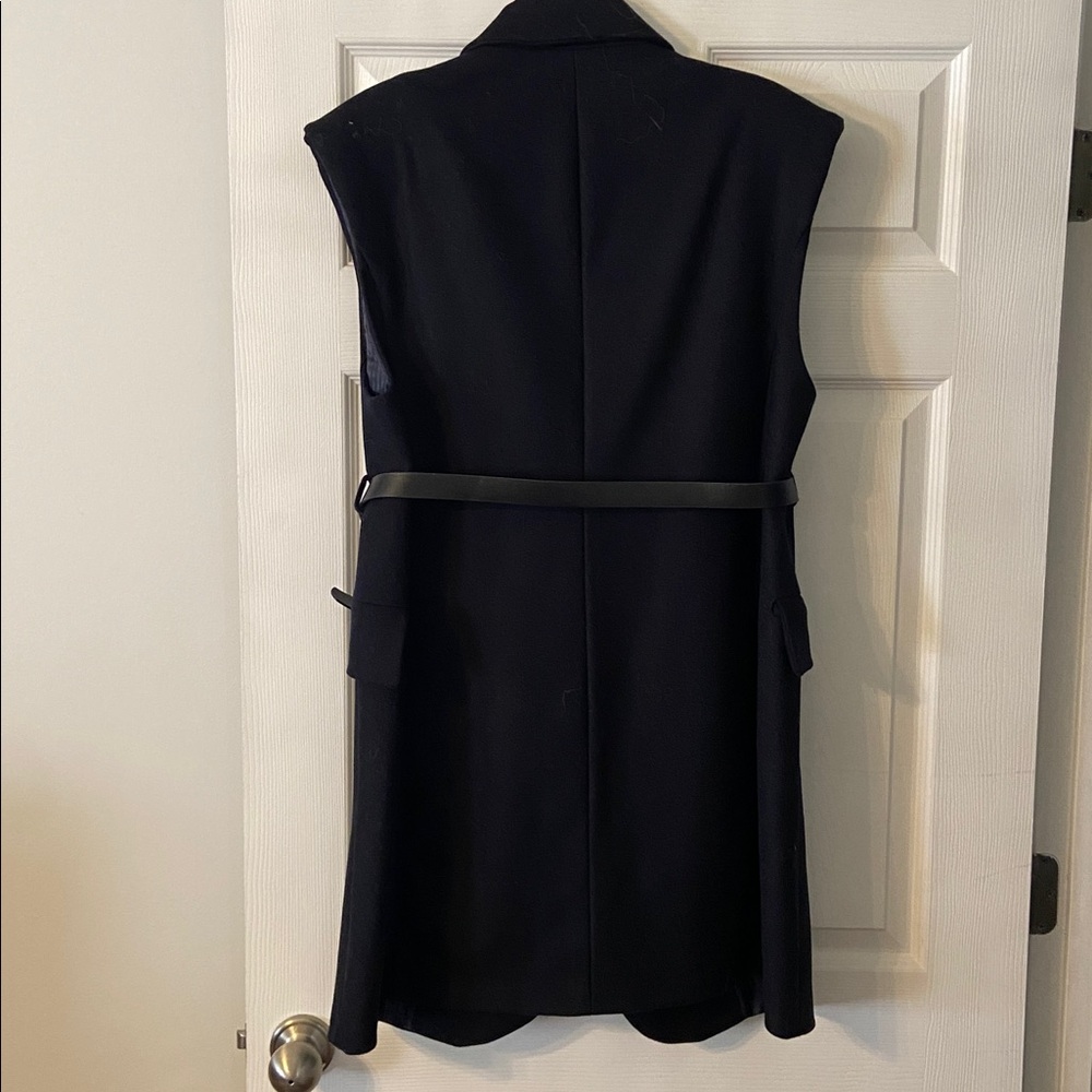 Zara Wool Dress Black  Sleeveless size M length 39” bust 34” belt around waist - Picture 5 of 8